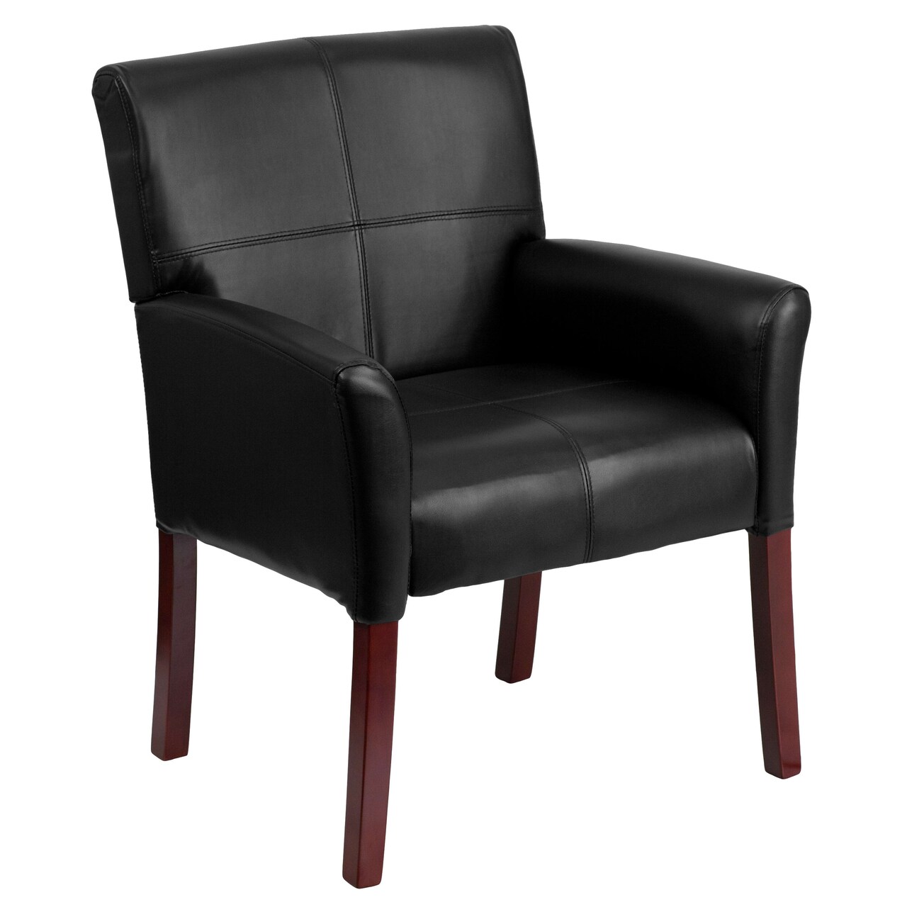 Emma and Oliver Faux Leather Executive Side Reception Chair with Mahogany Legs